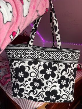 vera bradley Black & White Floral Quilted Tote Bag for Women